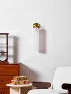 Væglampe, mundblæst kunstglas, GU10 LED, dæmpbar, dobbelmontering