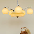Lustre Art Déco, abat-jour en verre, or ou chrome, E26/E27