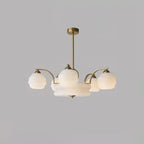 Art Deco chandelier detail showing curved glass shade contours