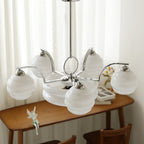 Lustre Art Déco, abat-jour en verre, or ou chrome, E26/E27