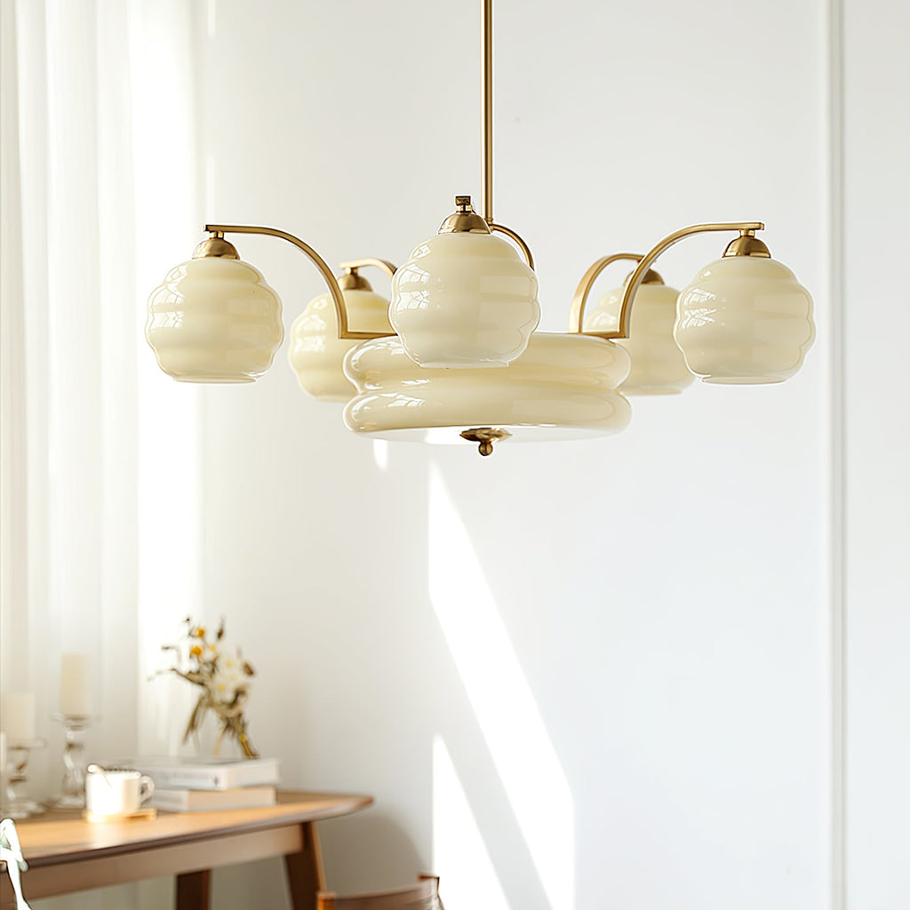 Lustre Art Déco, abat-jour en verre, or ou chrome, E26/E27