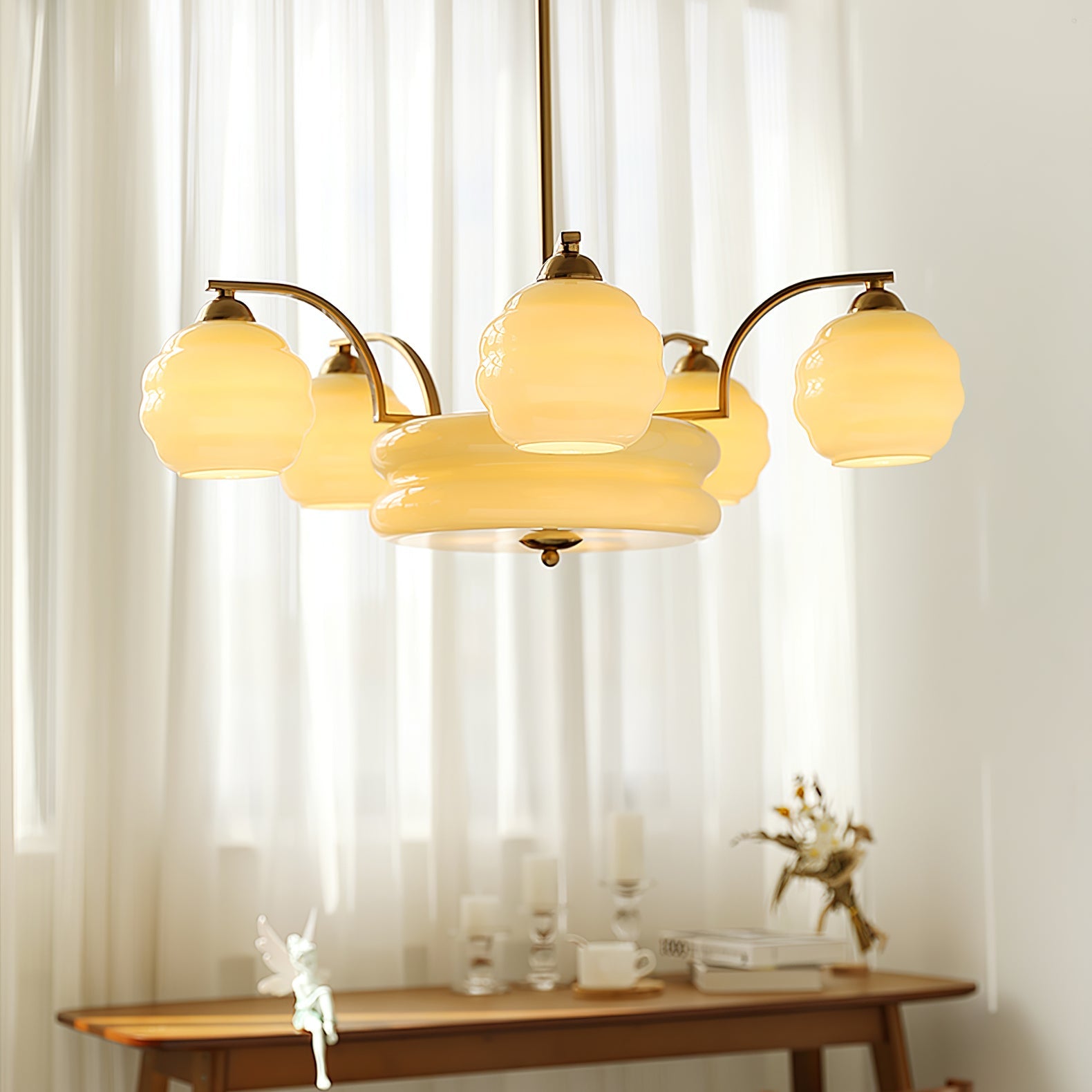Lustre Art Déco, abat-jour en verre, or ou chrome, E26/E27