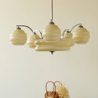 Lustre Art Déco, abat-jour en verre, or ou chrome, E26/E27