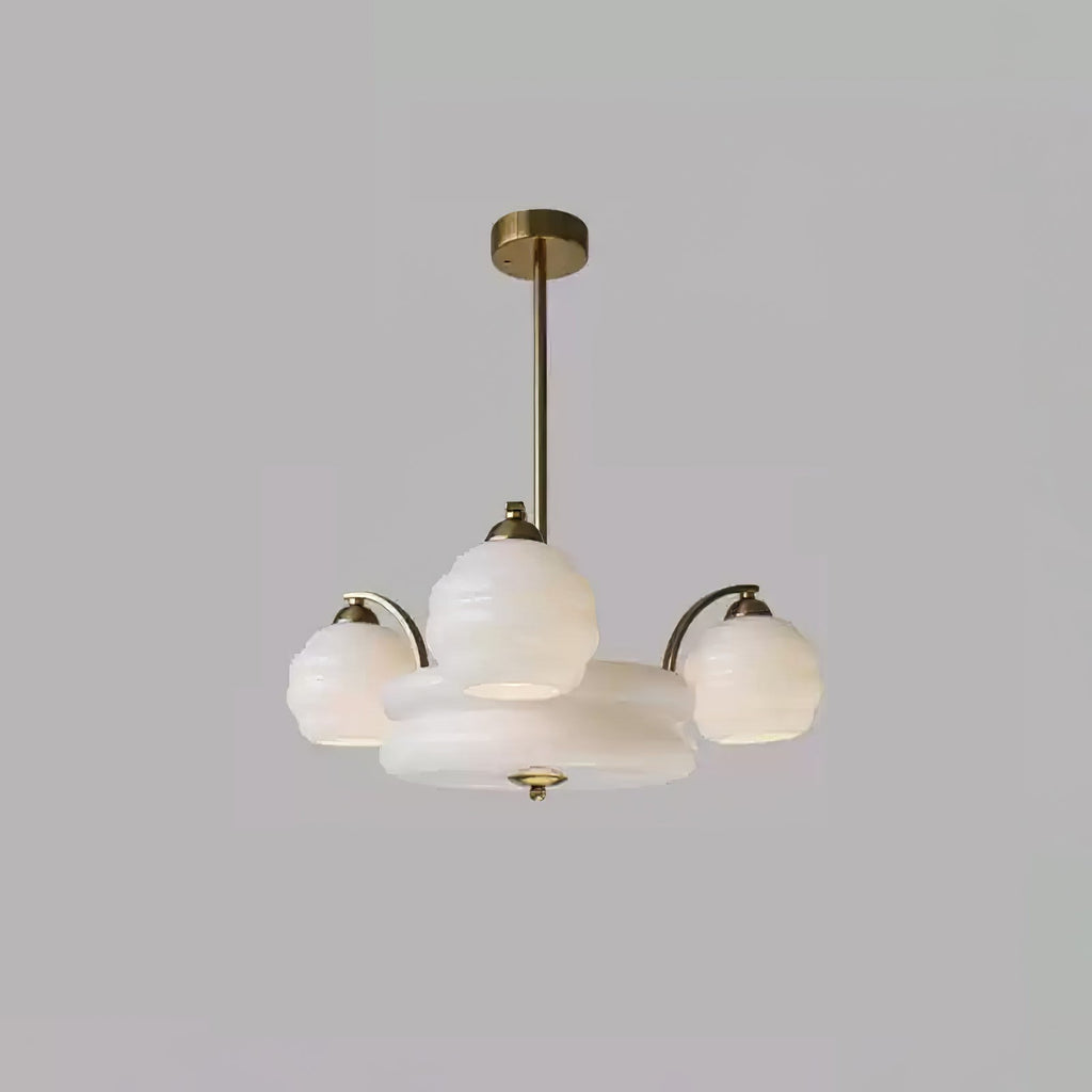 Lustre Art Déco, abat-jour en verre, or ou chrome, E26/E27