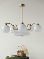 Lustre Art Déco, abat-jour en verre, or ou chrome, E26/E27