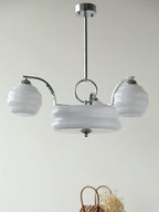 Lustre Art Déco, abat-jour en verre, or ou chrome, E26/E27