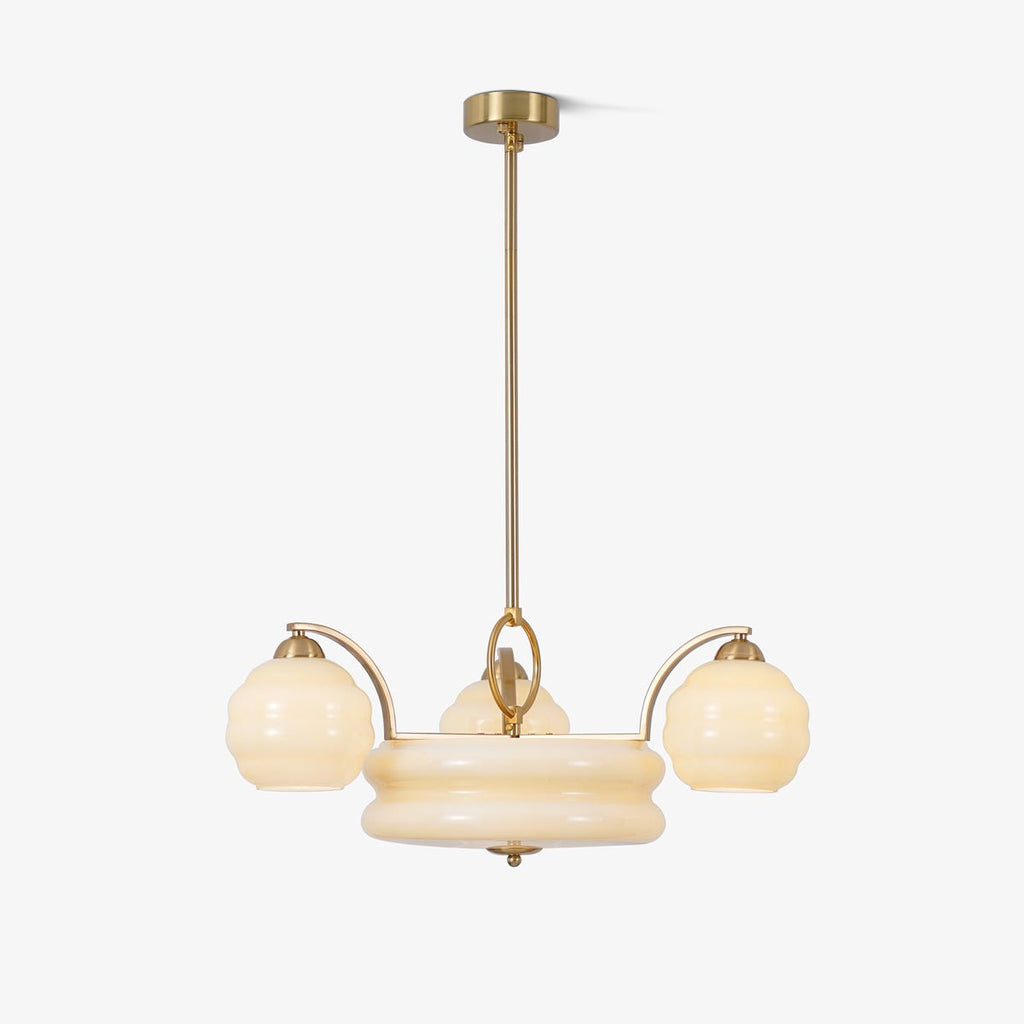 Lustre Art Déco, abat-jour en verre, or ou chrome, E26/E27