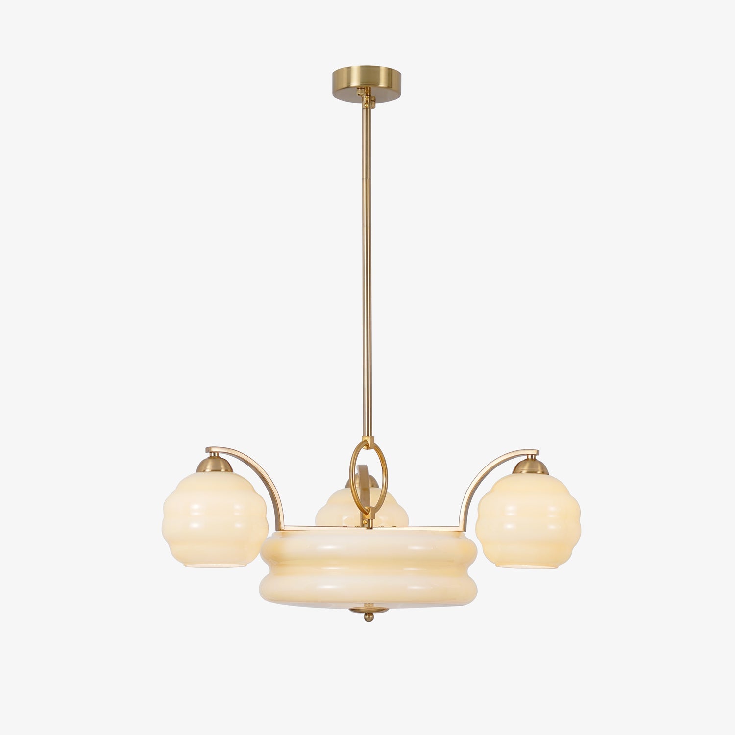Lustre Art Déco, abat-jour en verre, or ou chrome, E26/E27