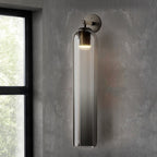 Cylindrical Wall Sconce, Aria Glass Shade in 3 Metal & 7 Glass Finishes