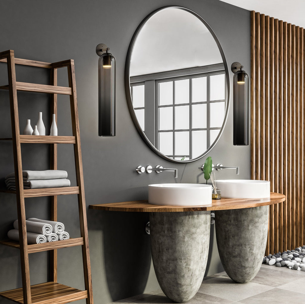 Væglampe, mundblæst kunstglas, GU10 LED, dæmpbar, dobbelmontering