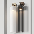 Væglampe, mundblæst kunstglas, GU10 LED, dæmpbar, dobbelmontering