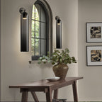Væglampe, mundblæst kunstglas, GU10 LED, dæmpbar, dobbelmontering