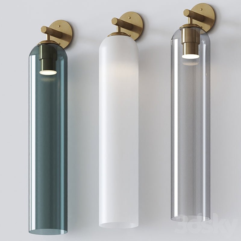 Væglampe, mundblæst kunstglas, GU10 LED, dæmpbar, dobbelmontering