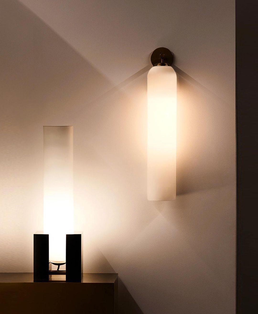 Væglampe, mundblæst kunstglas, GU10 LED, dæmpbar, dobbelmontering
