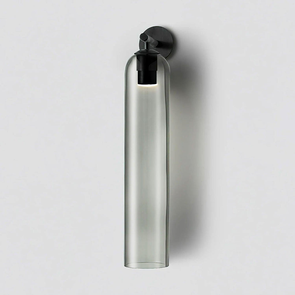 Cylindrical Wall Sconce, Aria Glass Shade in 3 Metal & 7 Glass Finishes