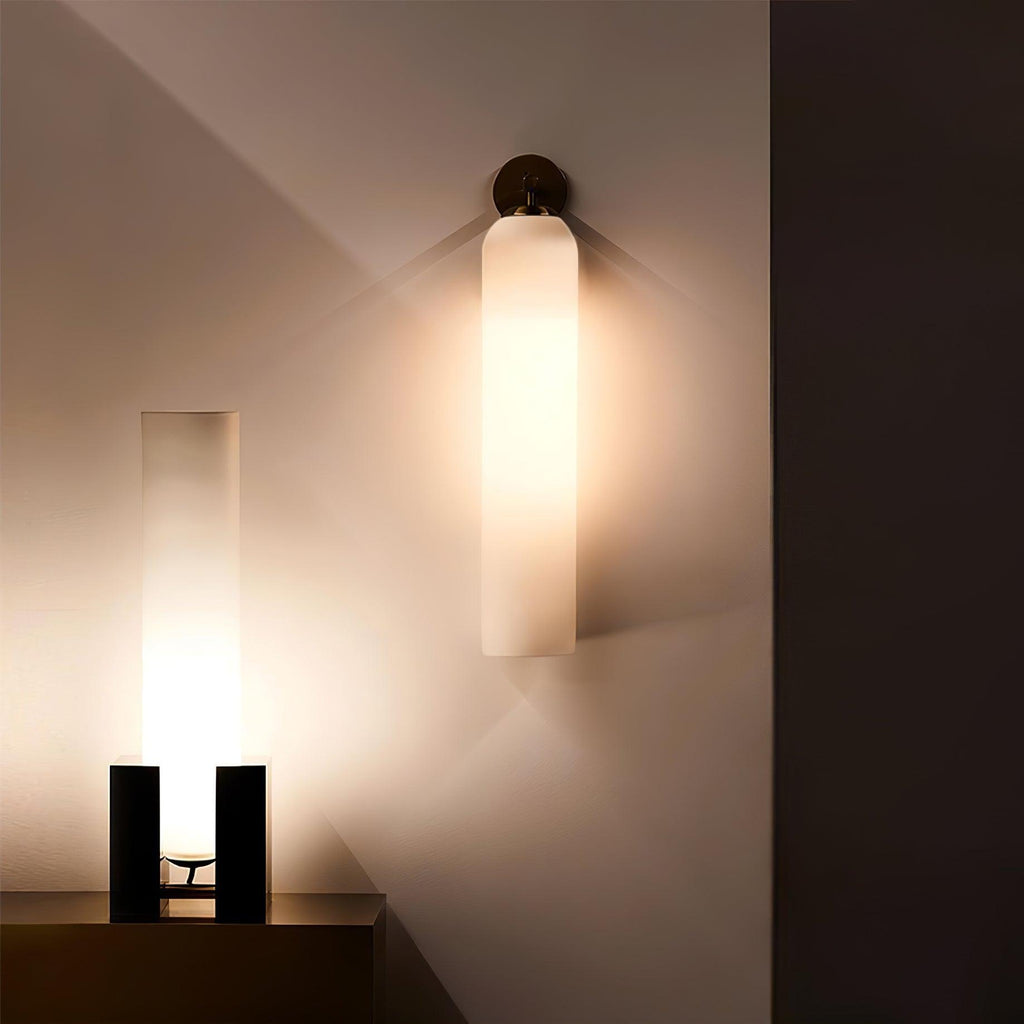 Væglampe, mundblæst kunstglas, GU10 LED, dæmpbar, dobbelmontering