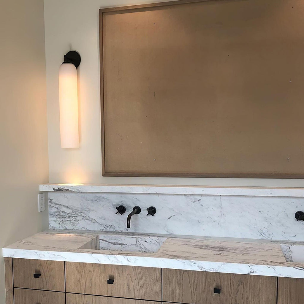 Væglampe, mundblæst kunstglas, GU10 LED, dæmpbar, dobbelmontering