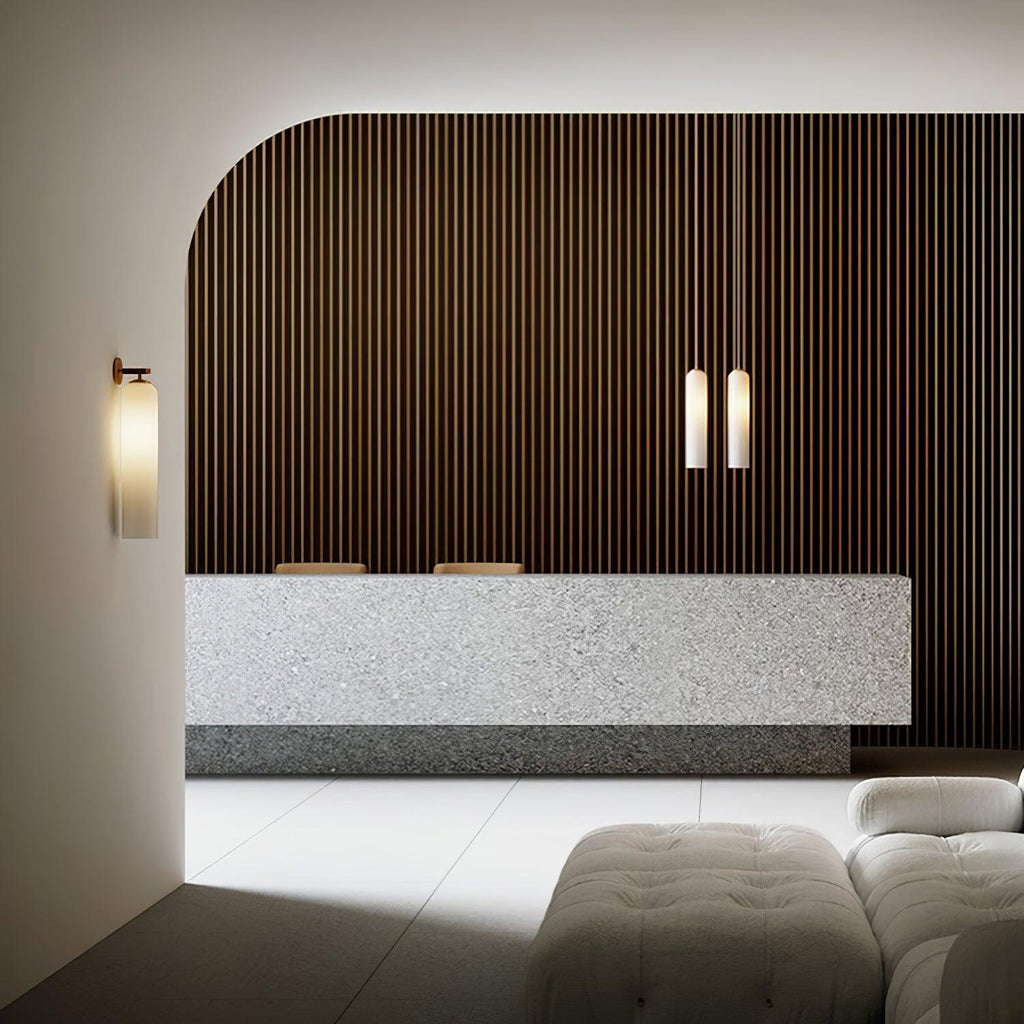 Cylindrical Wall Sconce, Aria Glass Shade in 3 Metal & 7 Glass Finishes