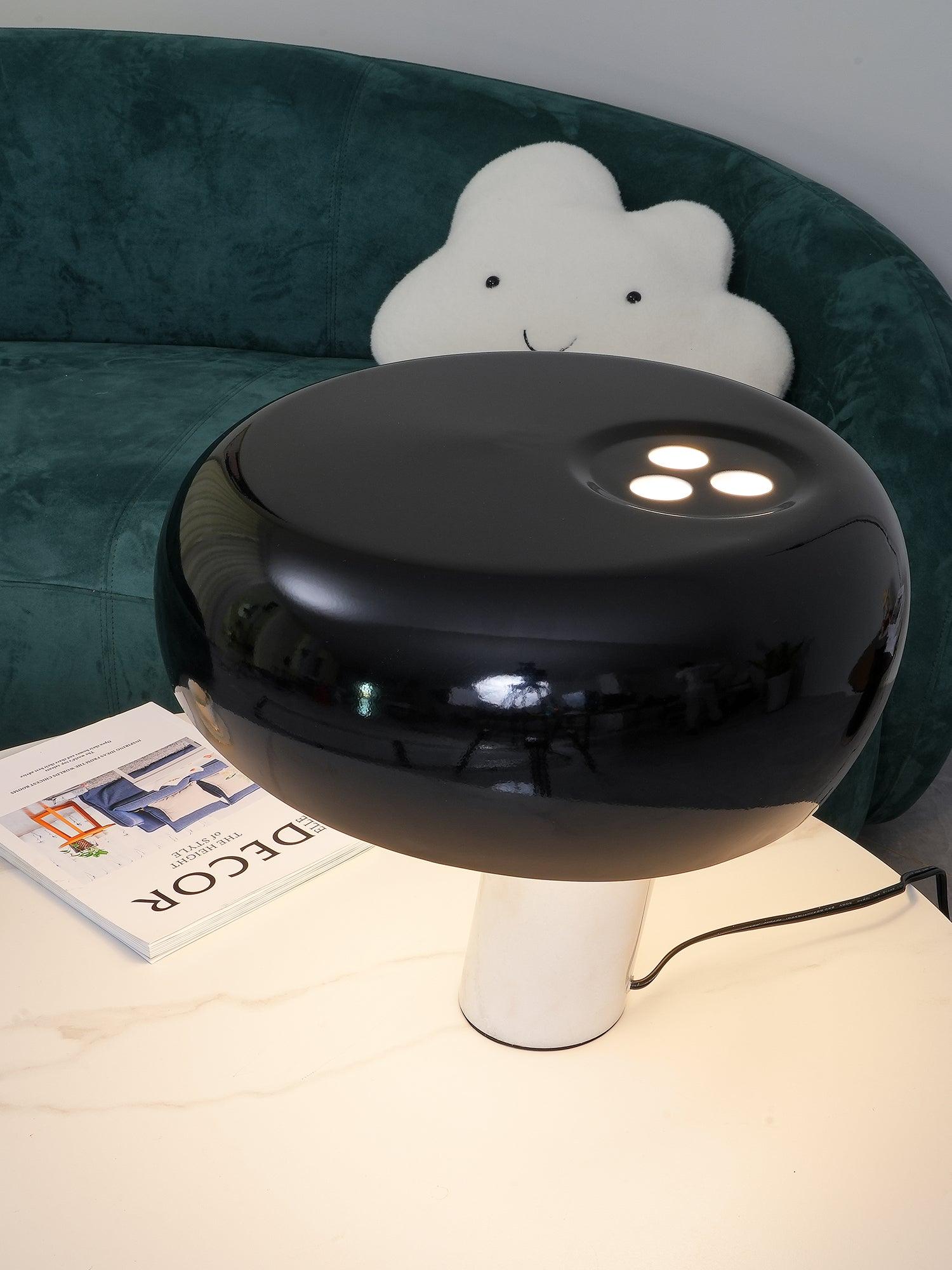 Nucleus Table Lamp, Glazed Metal Shade, Carrara Marble Base, E27