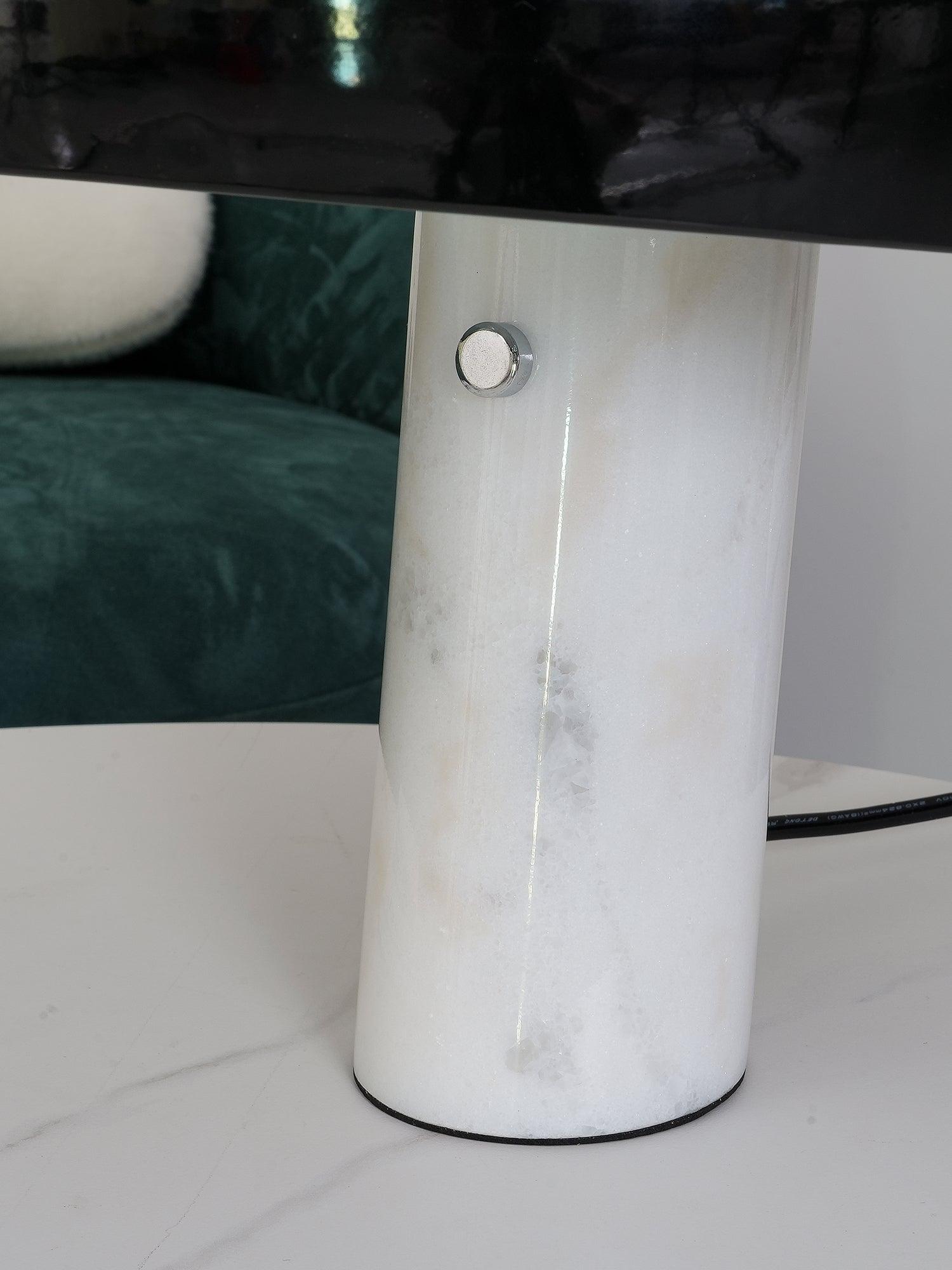Nucleus Table Lamp, Glazed Metal Shade, Carrara Marble Base, E27