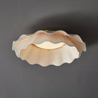 Pleated wave fabric ceiling light with folded beige shade
