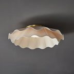 Pleated wave fabric ceiling light with soft folded shade