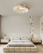 Pleated wave fabric ceiling light shown straight on
