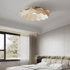 Pleated wave fabric ceiling light close detail of folds