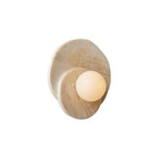 Also isolated on white, this alabaster Clérachic wall light is angled slightly to show the depth between its two discs.