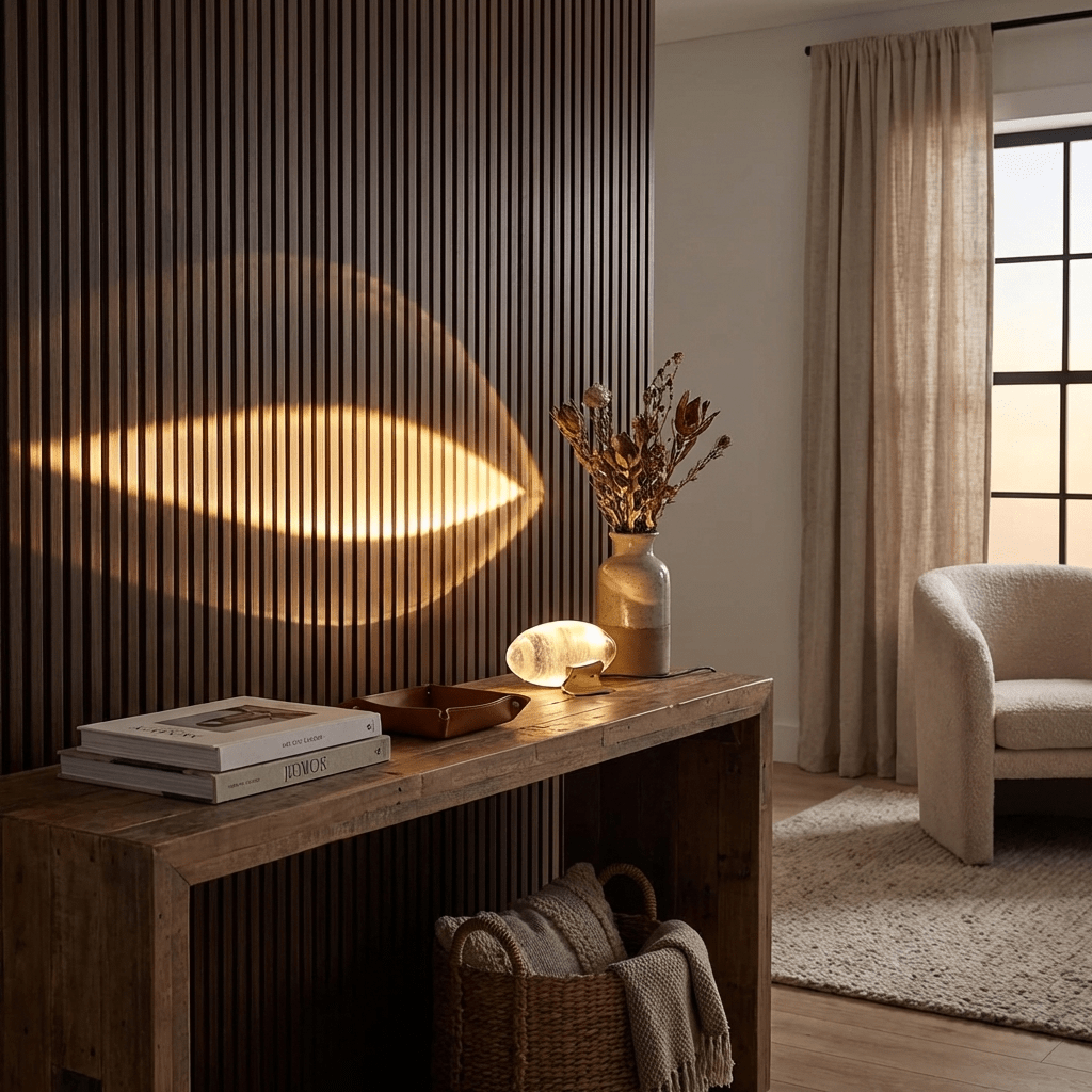 Clear crystal table lamp glowing with a soft warm light