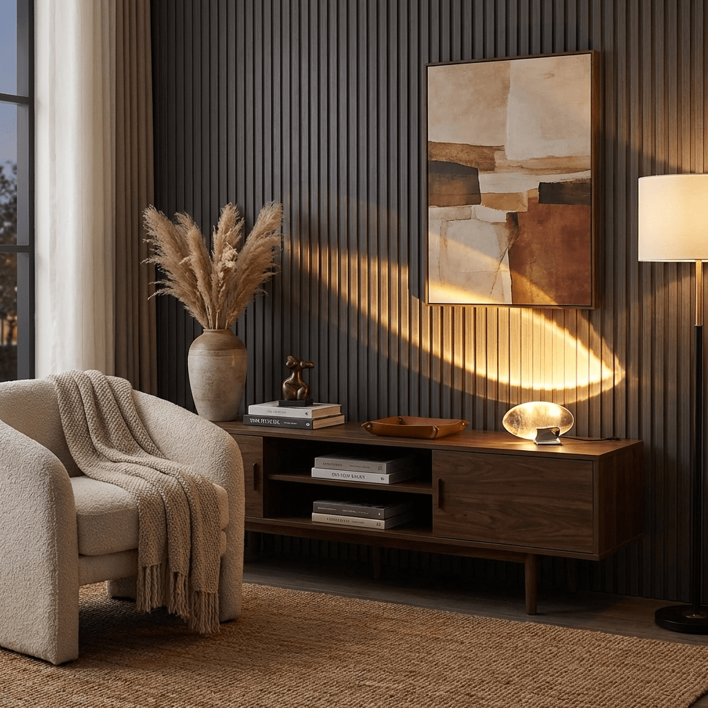 Smooth crystal oval table lamp lit warmly against dark background