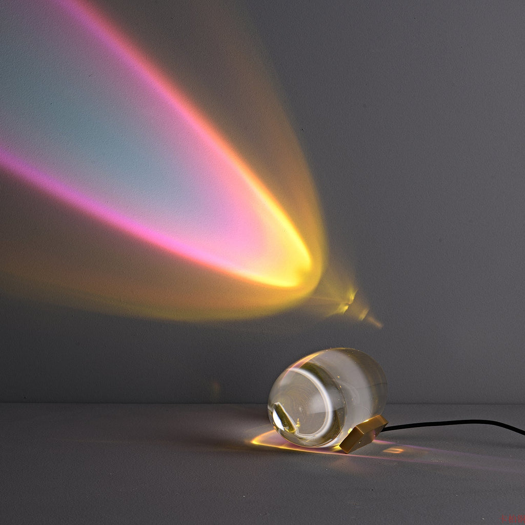 Bordlampe, Atman krystalklar glas oval, kromfod, integreret LED