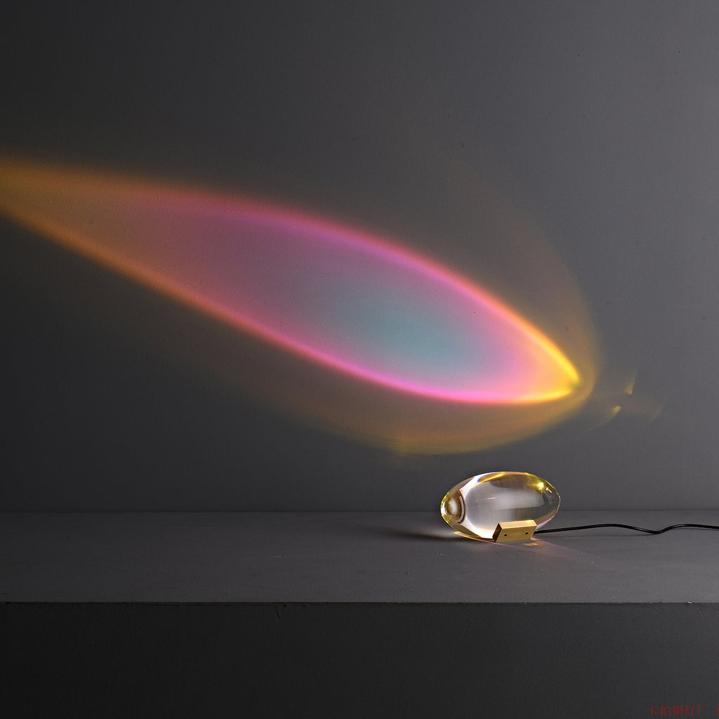 Bordlampe, Atman krystalklar glas oval, kromfod, integreret LED