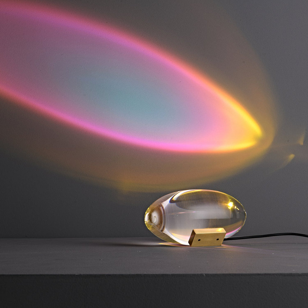 Bordlampe, Atman krystalklar glas oval, kromfod, integreret LED