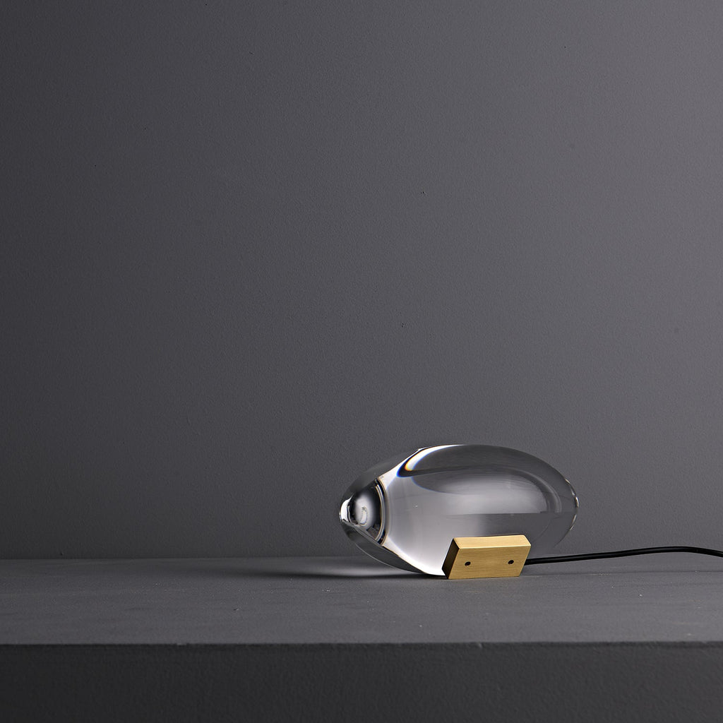 Bordlampe, Atman krystalklar glas oval, kromfod, integreret LED