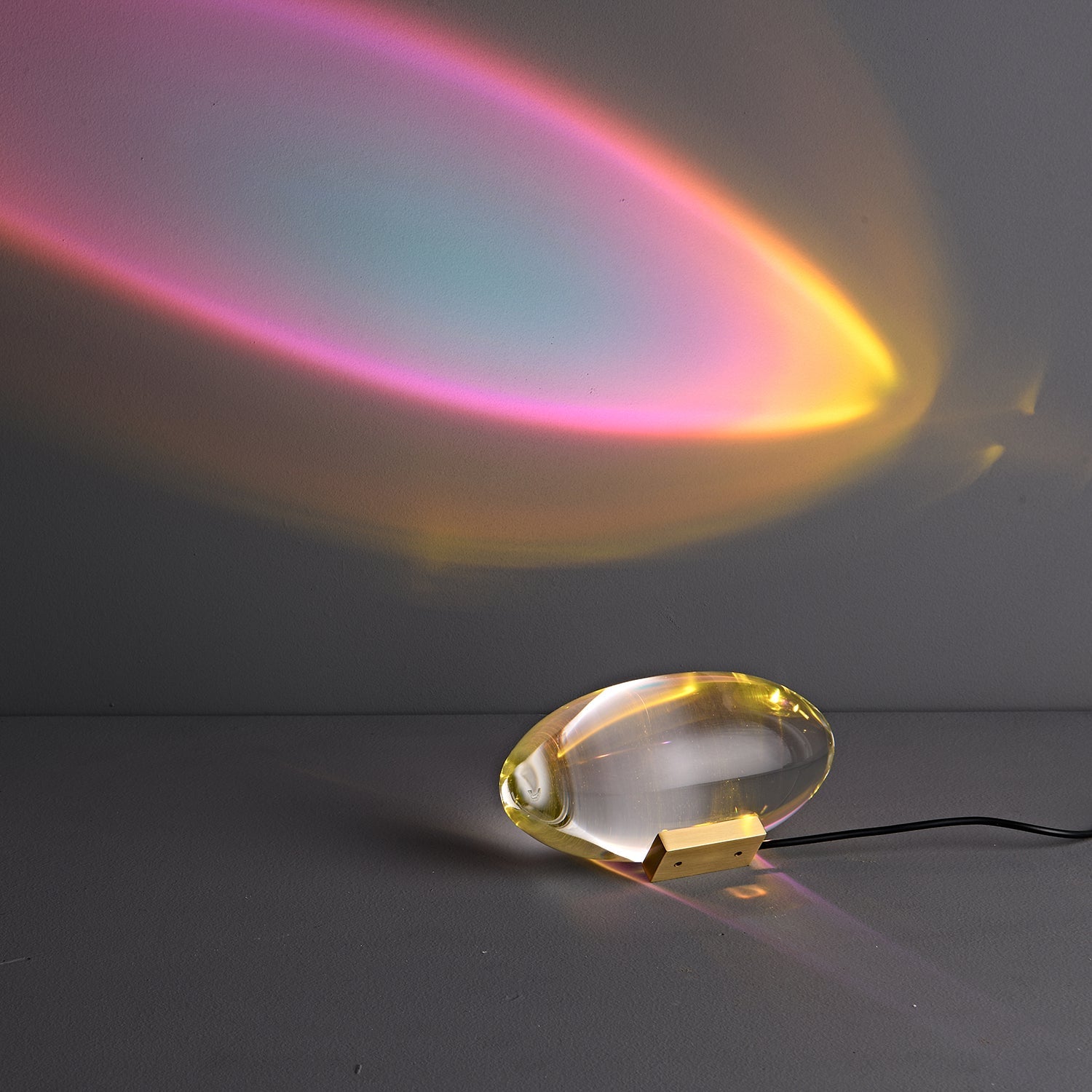 Bordlampe, Atman krystalklar glas oval, kromfod, integreret LED