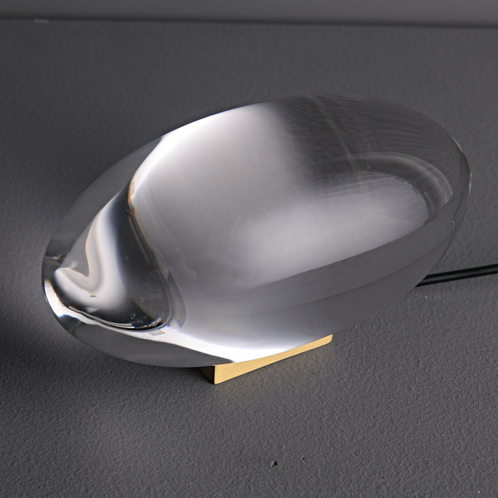 Bordlampe, Atman krystalklar glas oval, kromfod, integreret LED