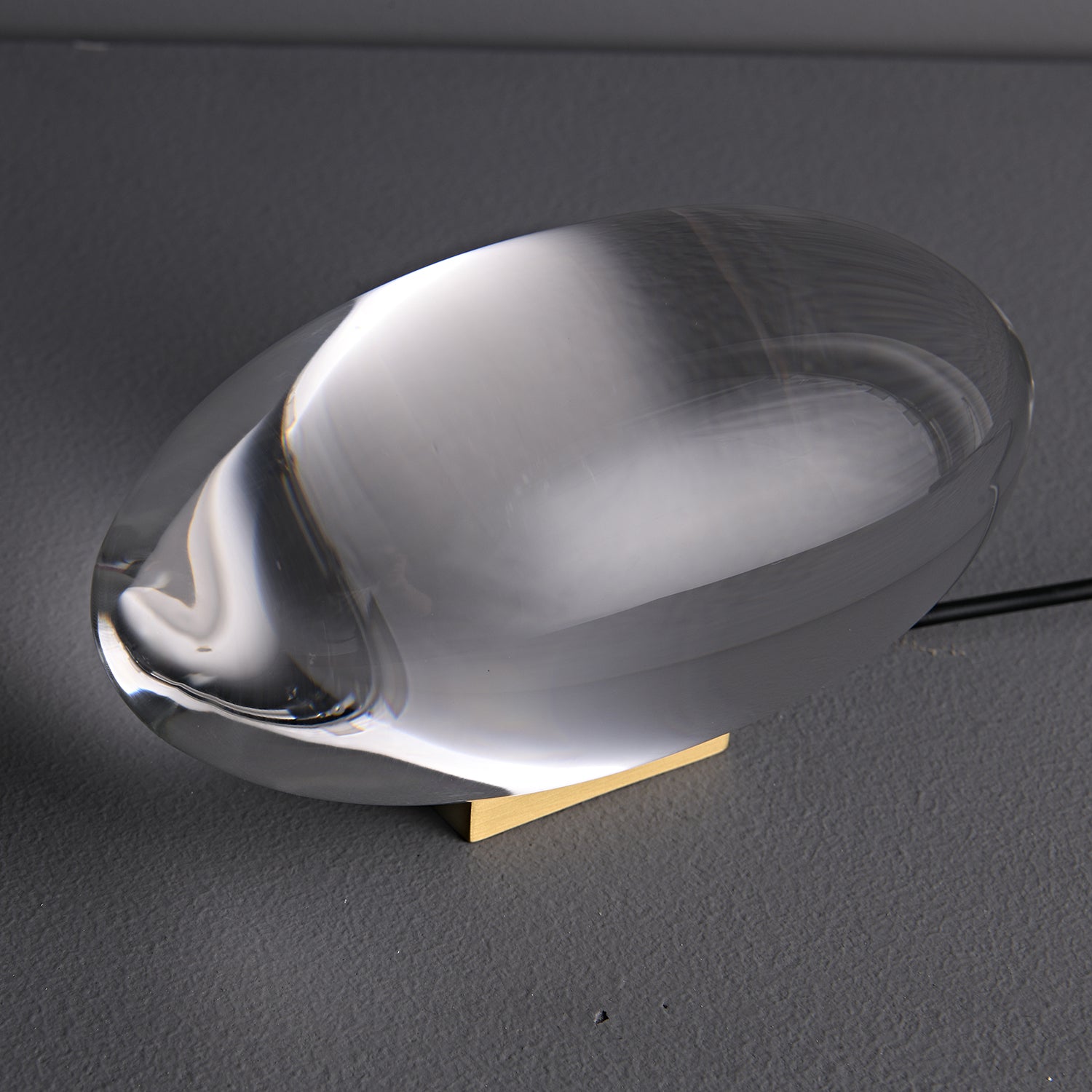 Bordlampe, Atman krystalklar glas oval, kromfod, integreret LED