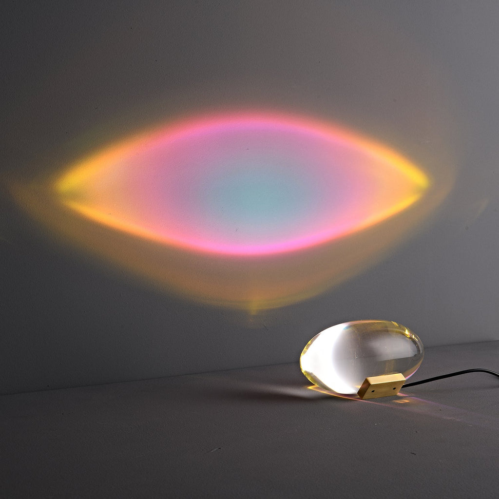 Bordlampe, Atman krystalklar glas oval, kromfod, integreret LED