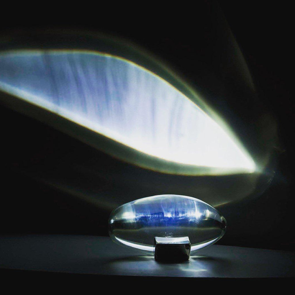 Bordlampe, Atman krystalklar glas oval, kromfod, integreret LED