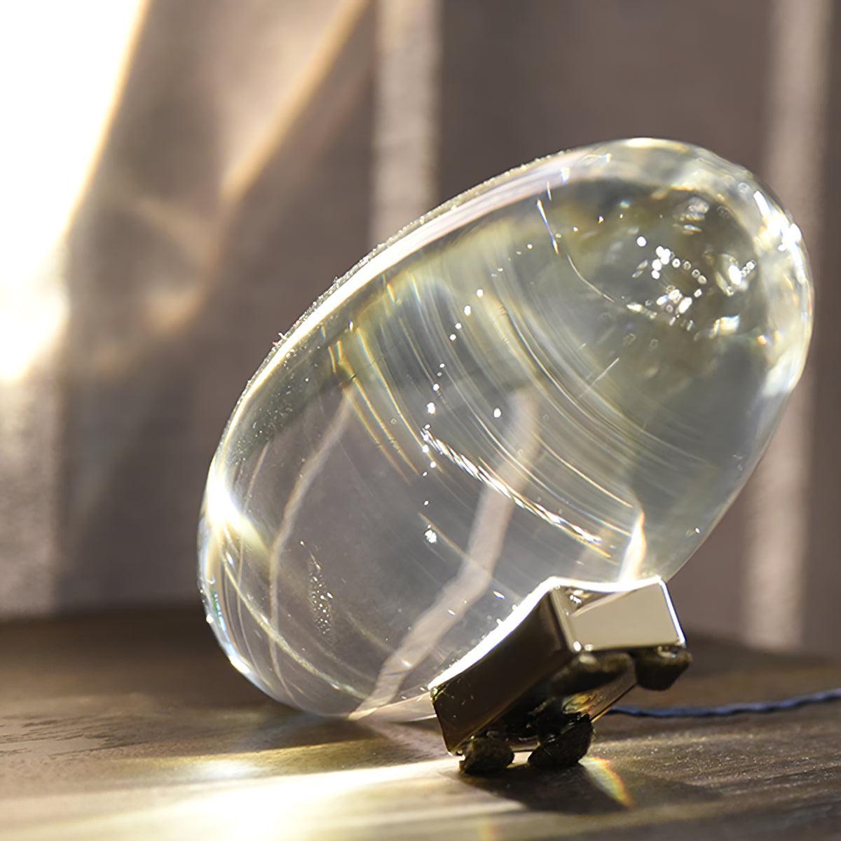 Bordlampe, Atman krystalklar glas oval, kromfod, integreret LED