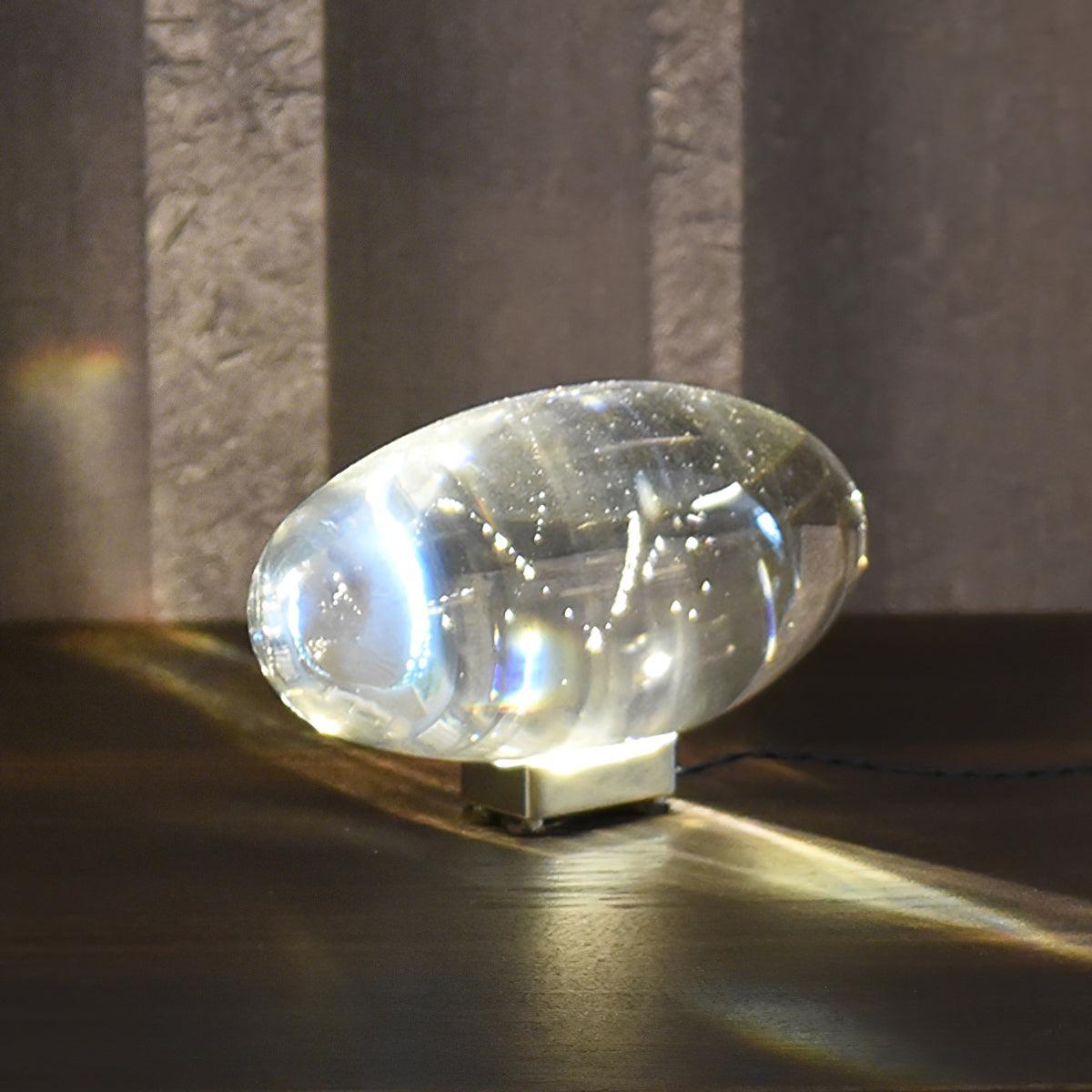 Bordlampe, Atman krystalklar glas oval, kromfod, integreret LED