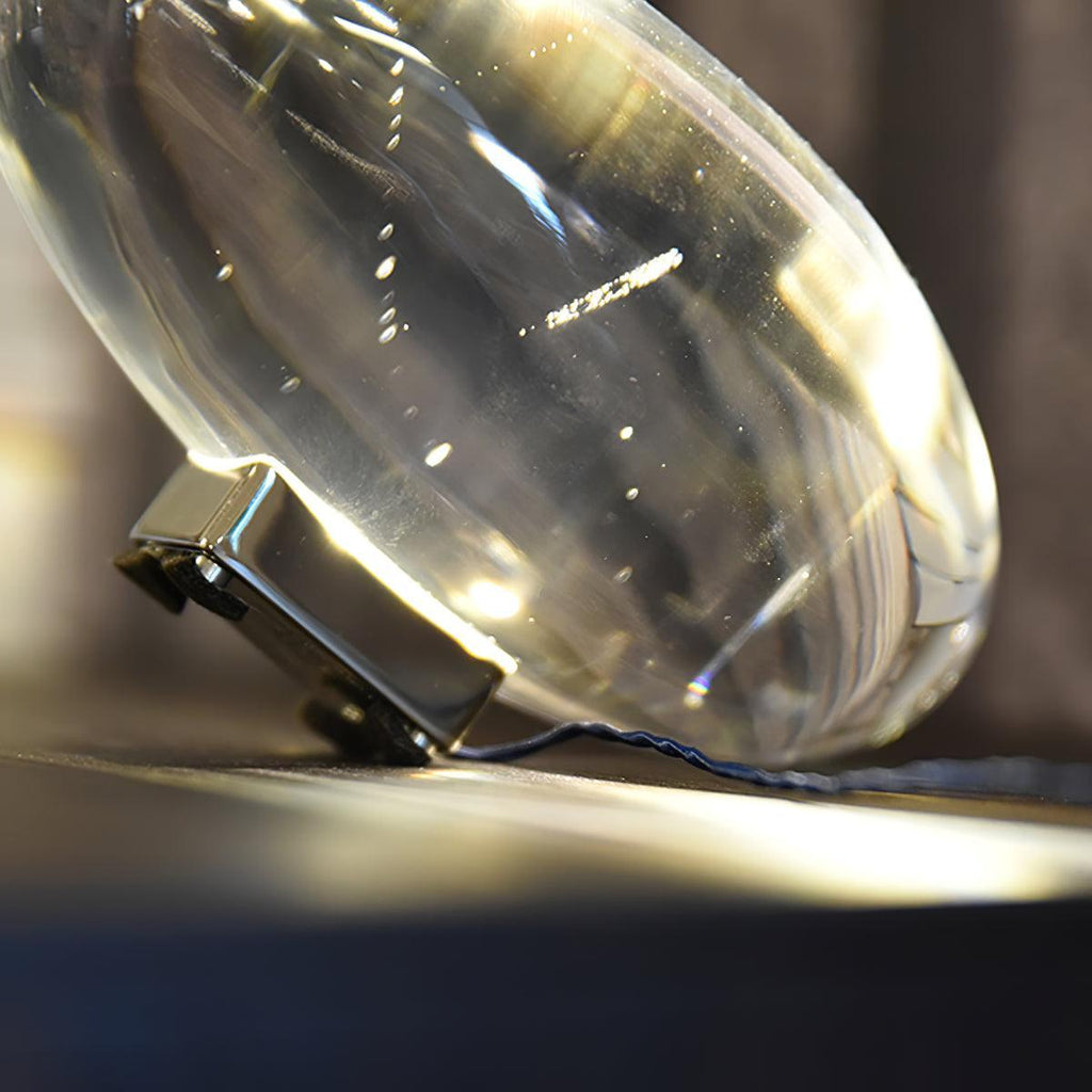 Bordlampe, Atman krystalklar glas oval, kromfod, integreret LED