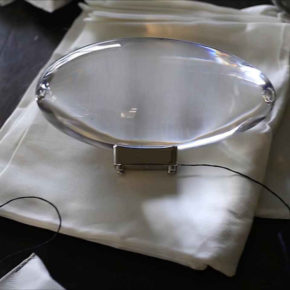 Bordlampe, Atman krystalklar glas oval, kromfod, integreret LED