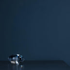 Crystal glass table lamp detail showing oval shade and chrome base