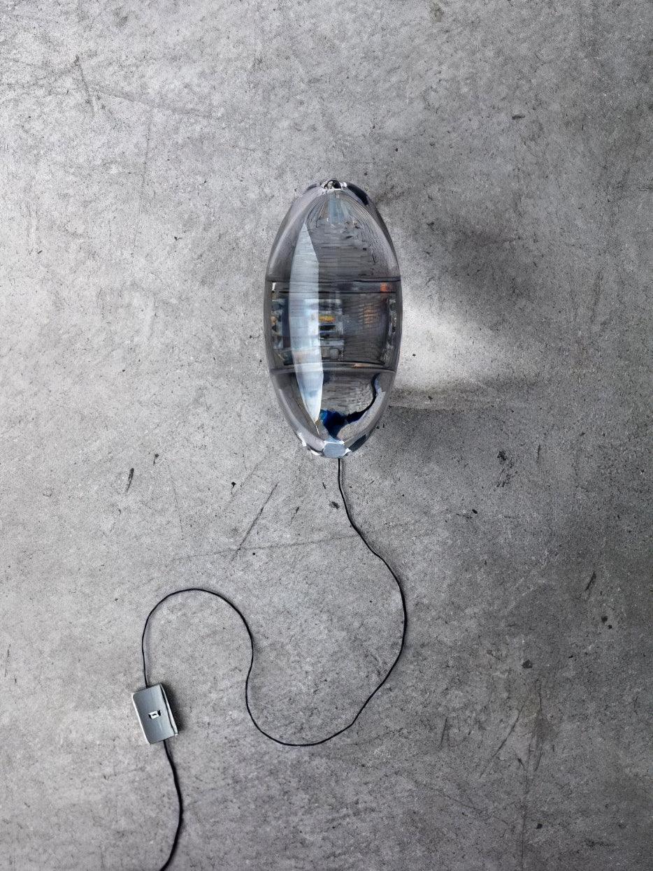 Bordlampe, Atman krystalklar glas oval, kromfod, integreret LED