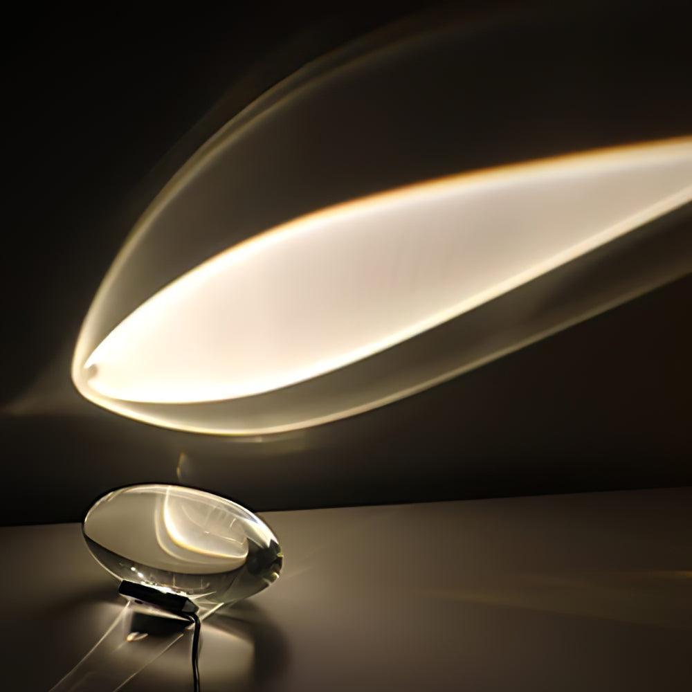 Bordlampe, Atman krystalklar glas oval, kromfod, integreret LED