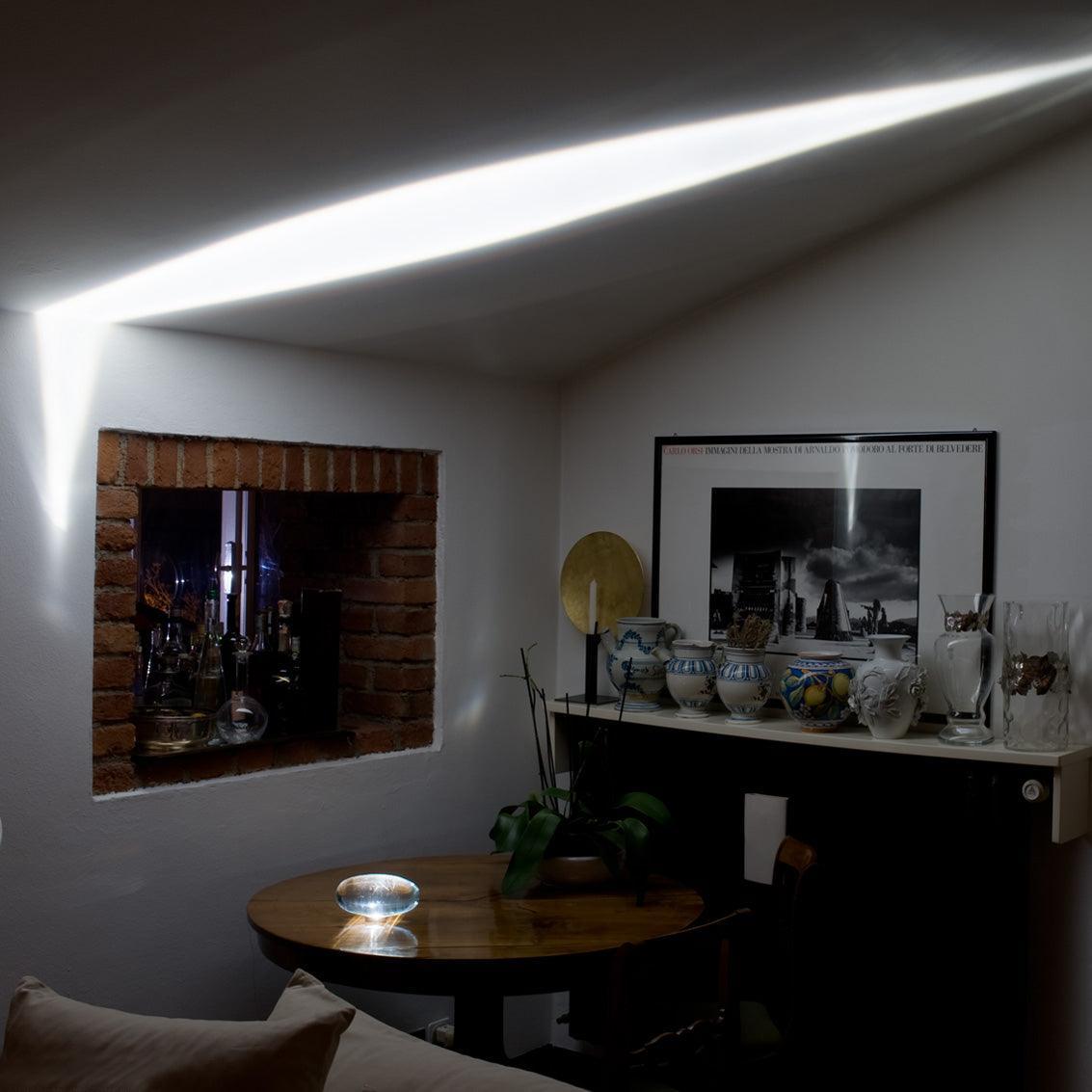 Bordlampe, Atman krystalklar glas oval, kromfod, integreret LED