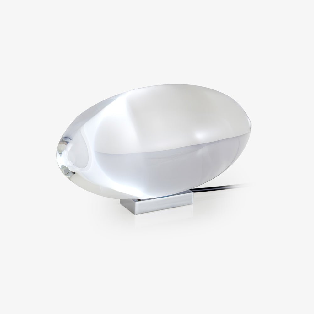Bordlampe, Atman krystalklar glas oval, kromfod, integreret LED