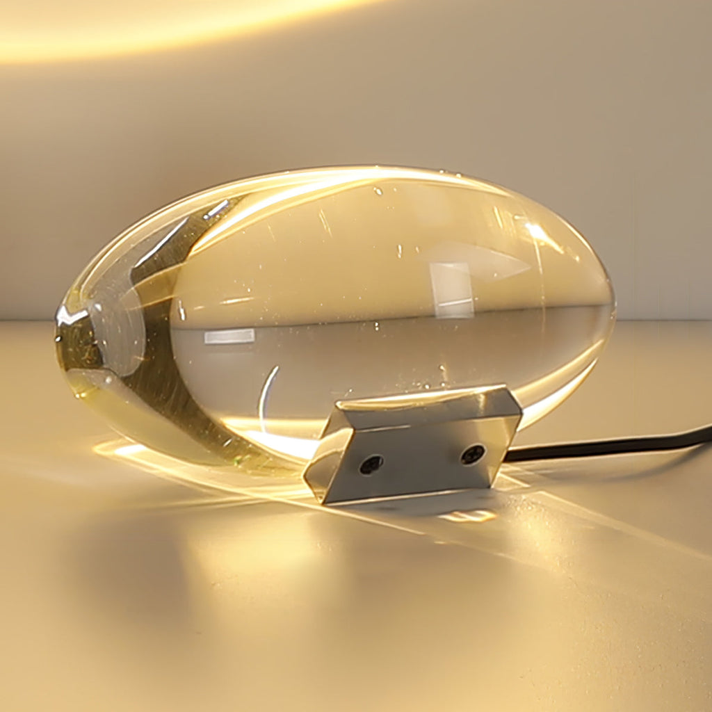 Bordlampe, Atman krystalklar glas oval, kromfod, integreret LED